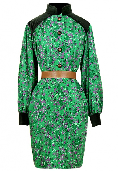 Шерстяное платье Yves Saint Laurent с бархатом