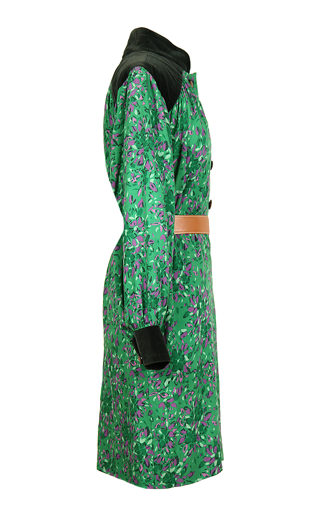 Шерстяное платье Yves Saint Laurent с бархатом