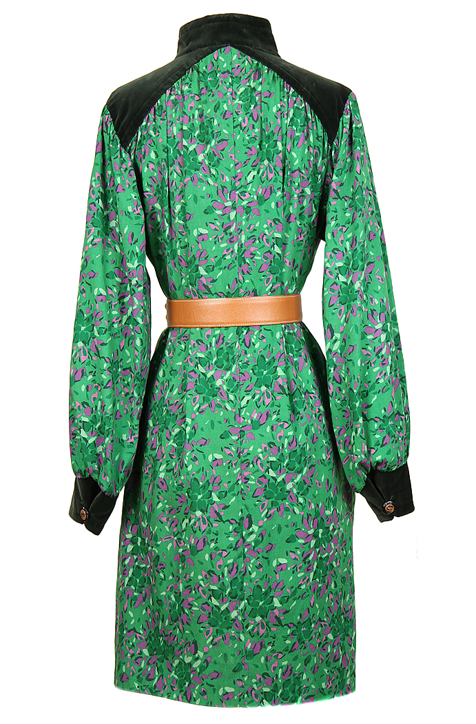 Шерстяное платье Yves Saint Laurent с бархатом