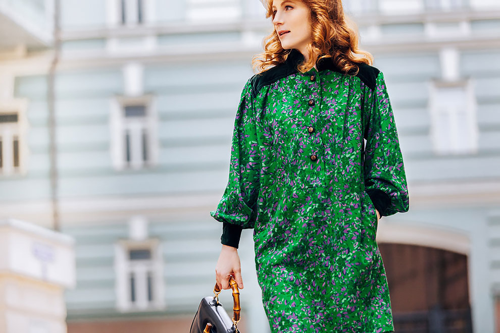 Шерстяное платье Yves Saint Laurent с бархатом