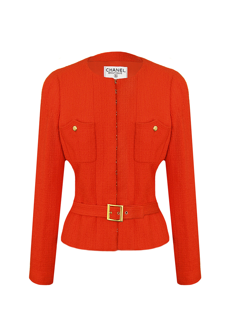 Алый твидовый жакет Chanel
