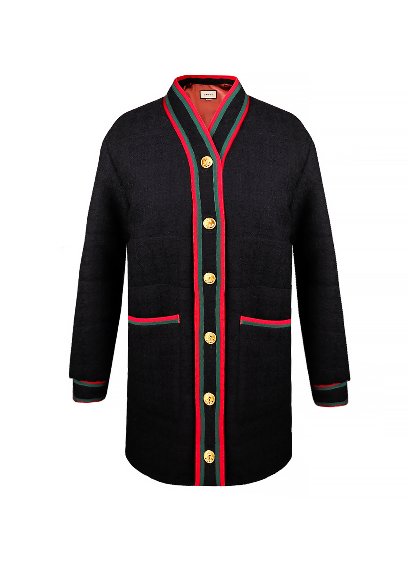Чёрное шерстяное пальто Gucci