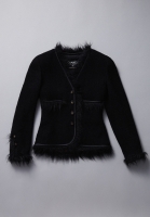 Твидовый жакет Chanel с меховой оторочкой