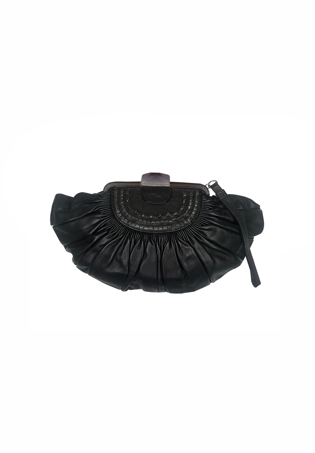 Черный кожаный клатч Christian Dior