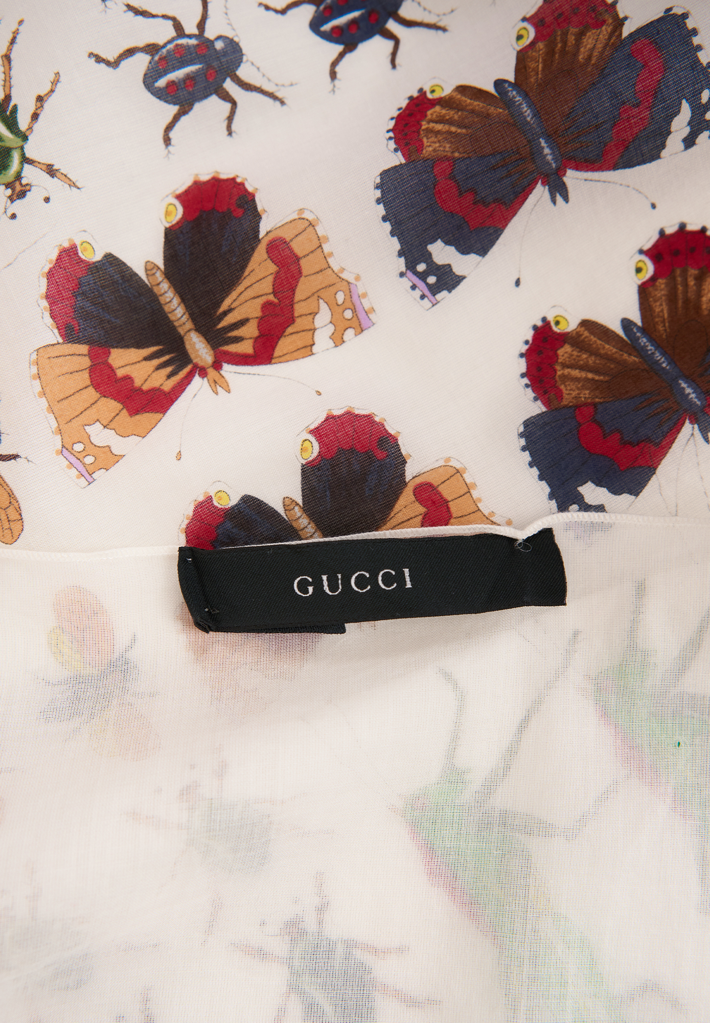 Белый платок Gucci с принтом насекомых
