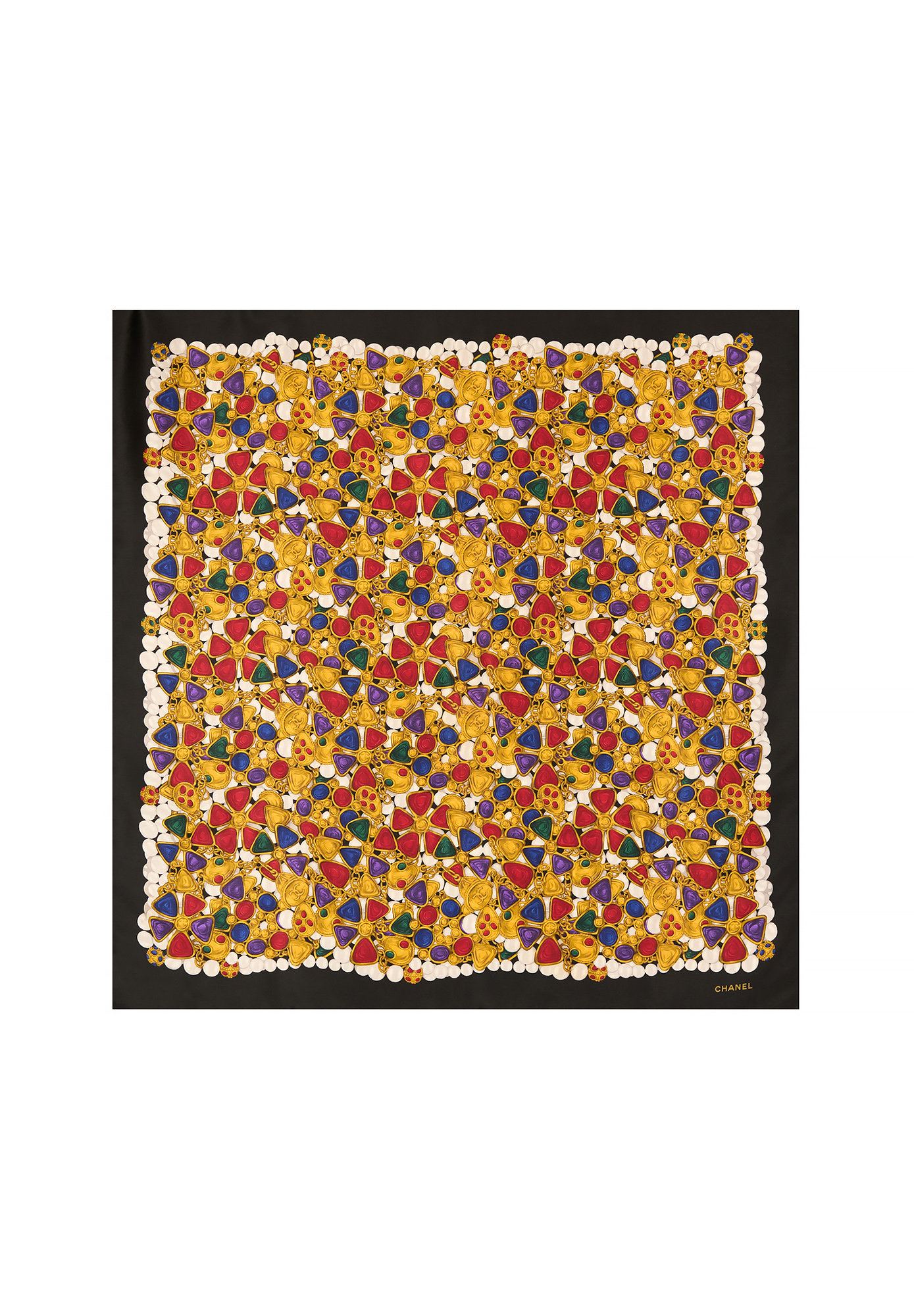 Шелковый платок Chanel с принтом