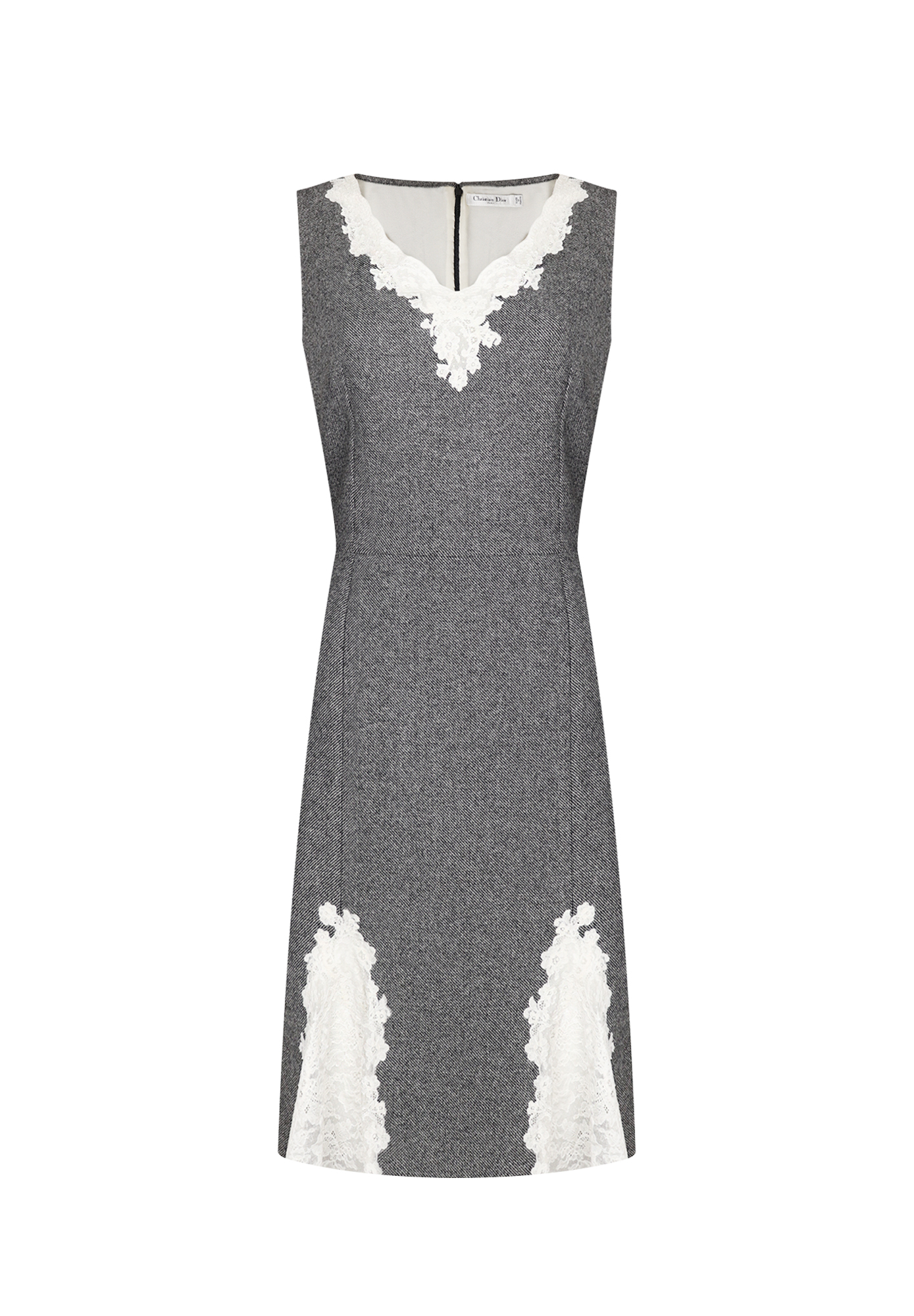 Серое платье Christian Dior с кружевом