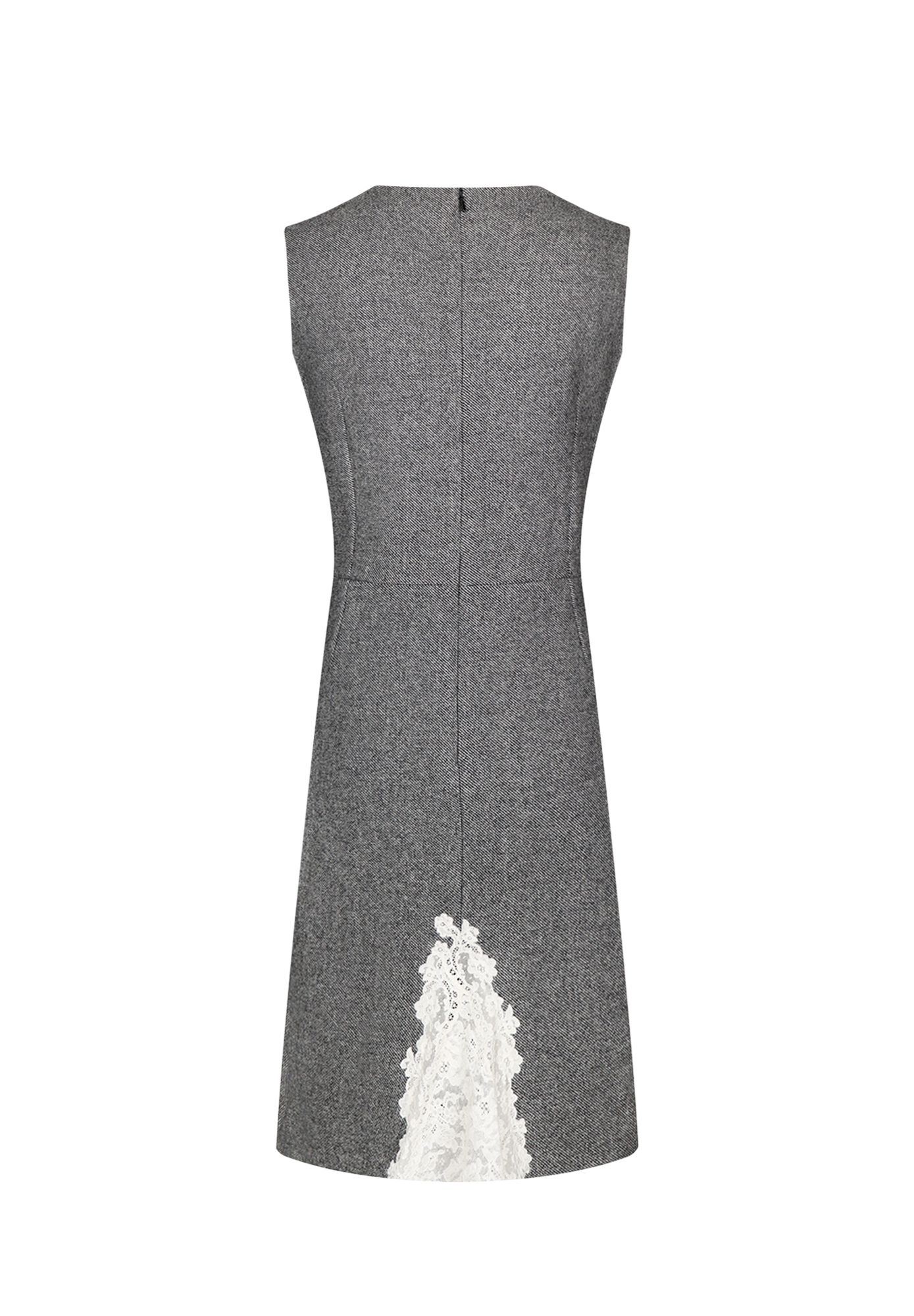 Серое платье Christian Dior с кружевом