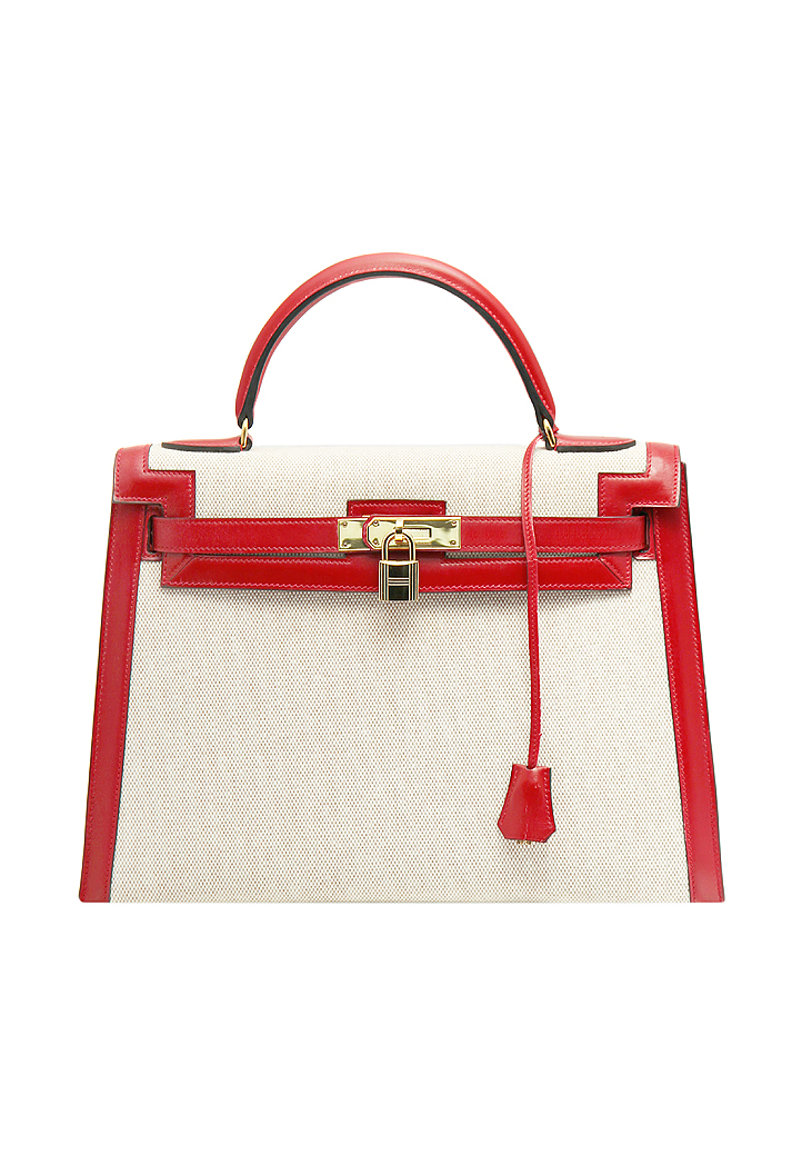 Сумка Hermès Kelly 32 с холщовыми вставками
