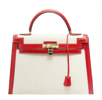 Сумка Hermès Kelly 32 с холщовыми вставками
