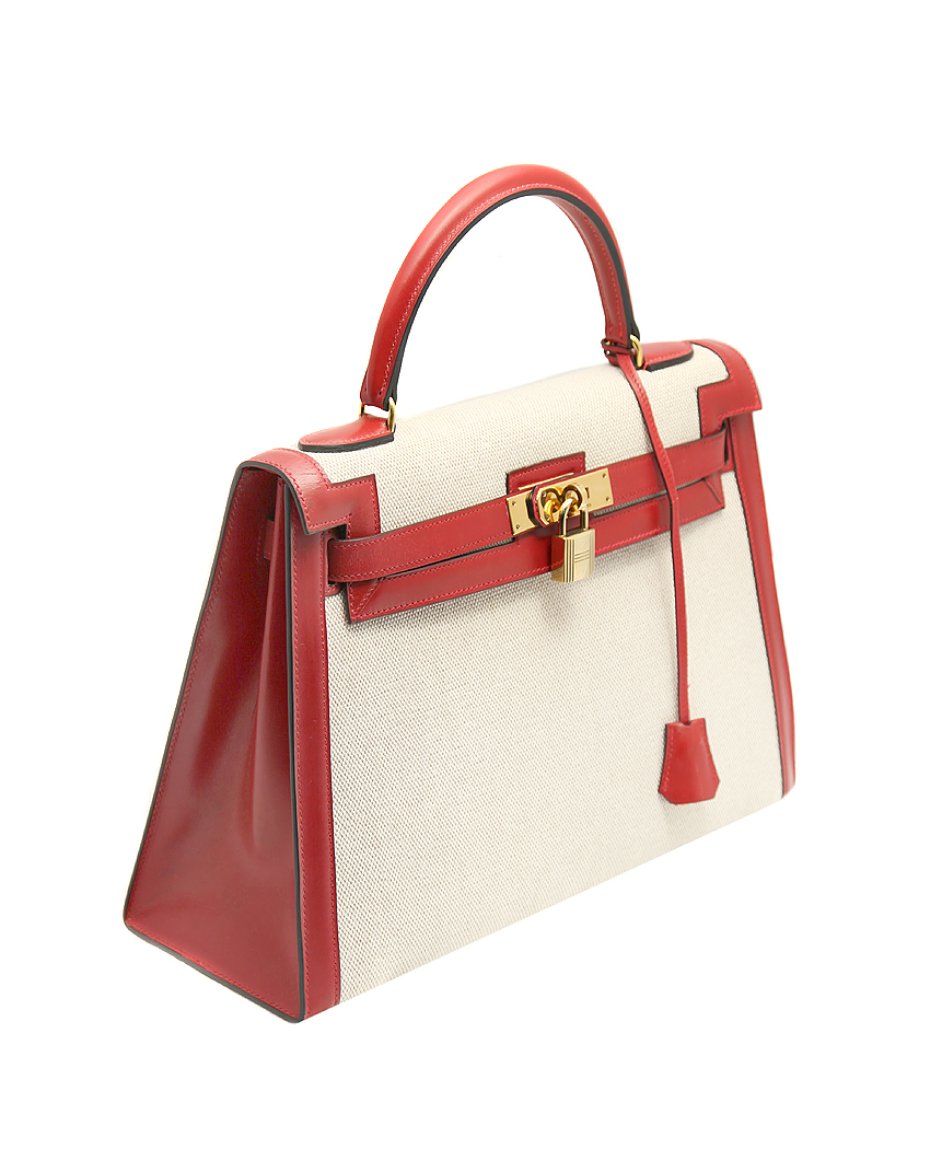 Сумка Hermès Kelly 32 с холщовыми вставками