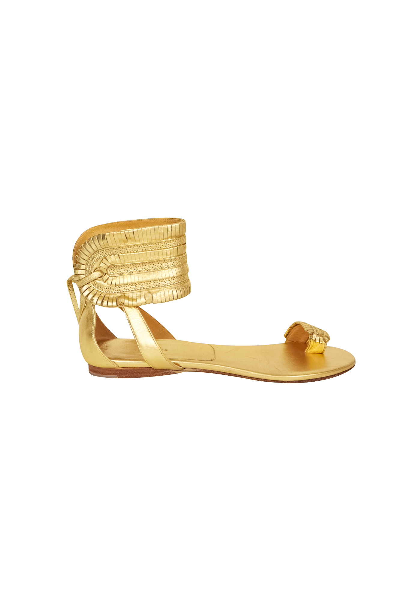 Золотистые сандалии-гладиаторы Hermès