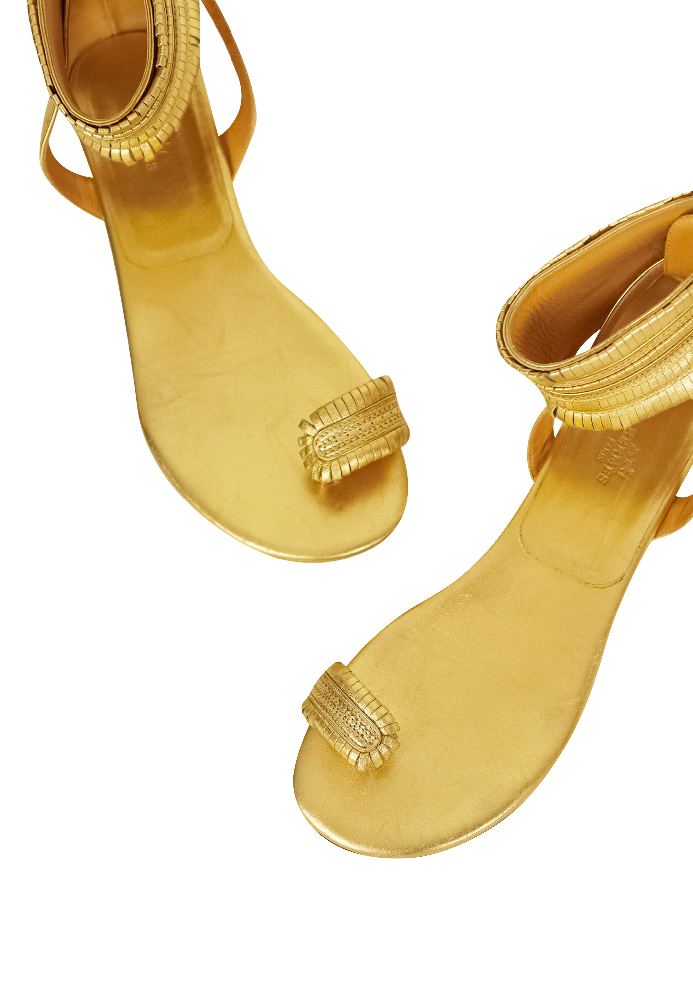 Золотистые сандалии-гладиаторы Hermès