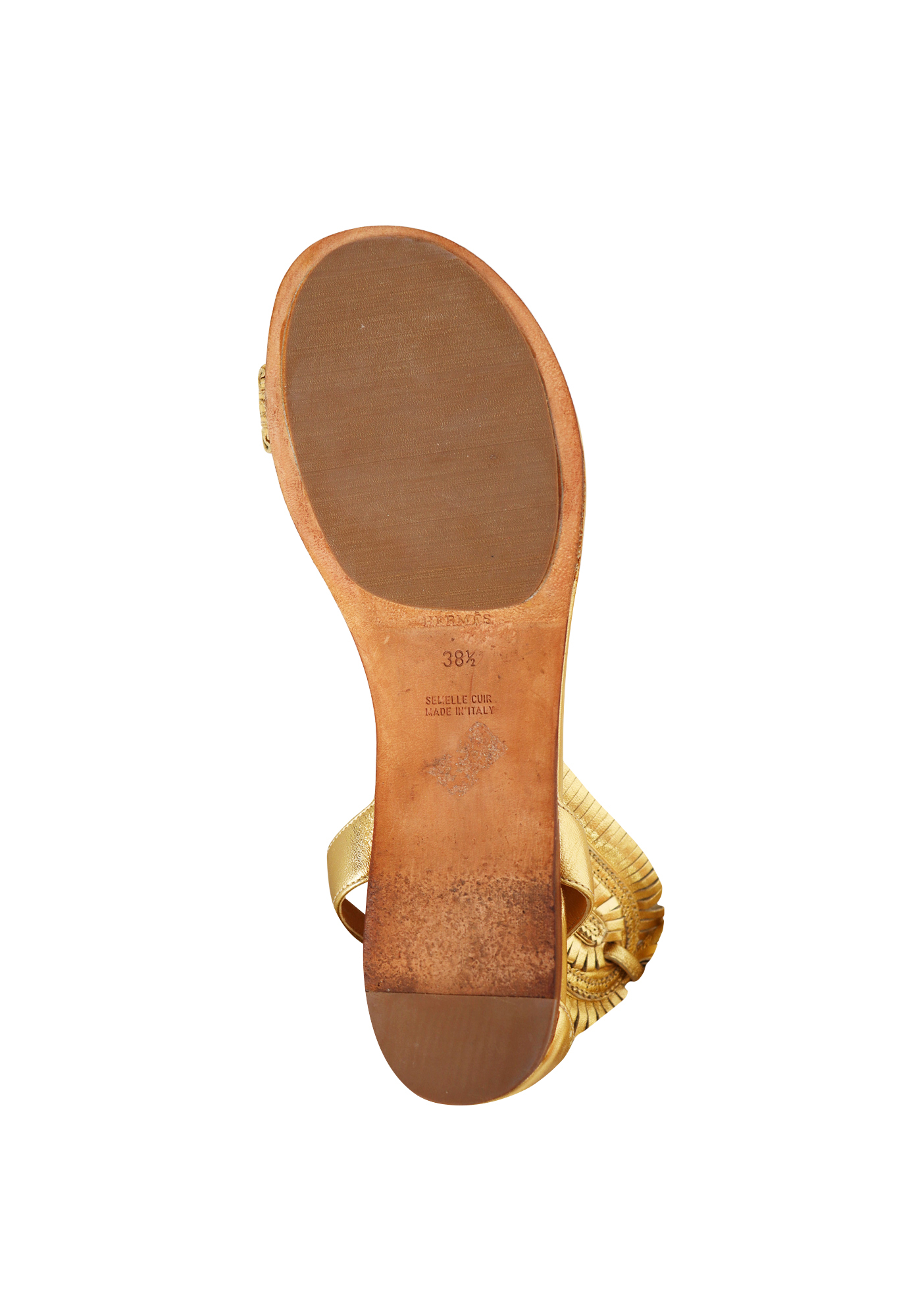 Золотистые сандалии-гладиаторы Hermès