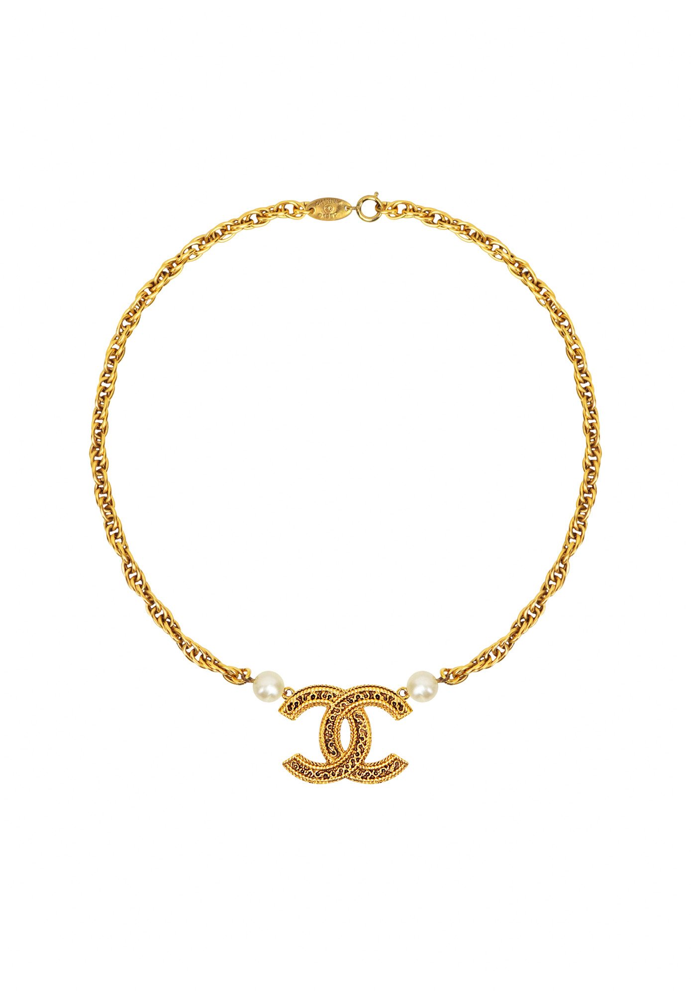 Витое колье Chanel с подвеской-логотипом