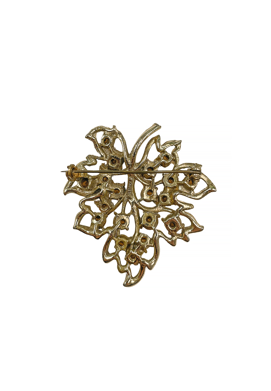 Брошь кленовый лист с кристаллами