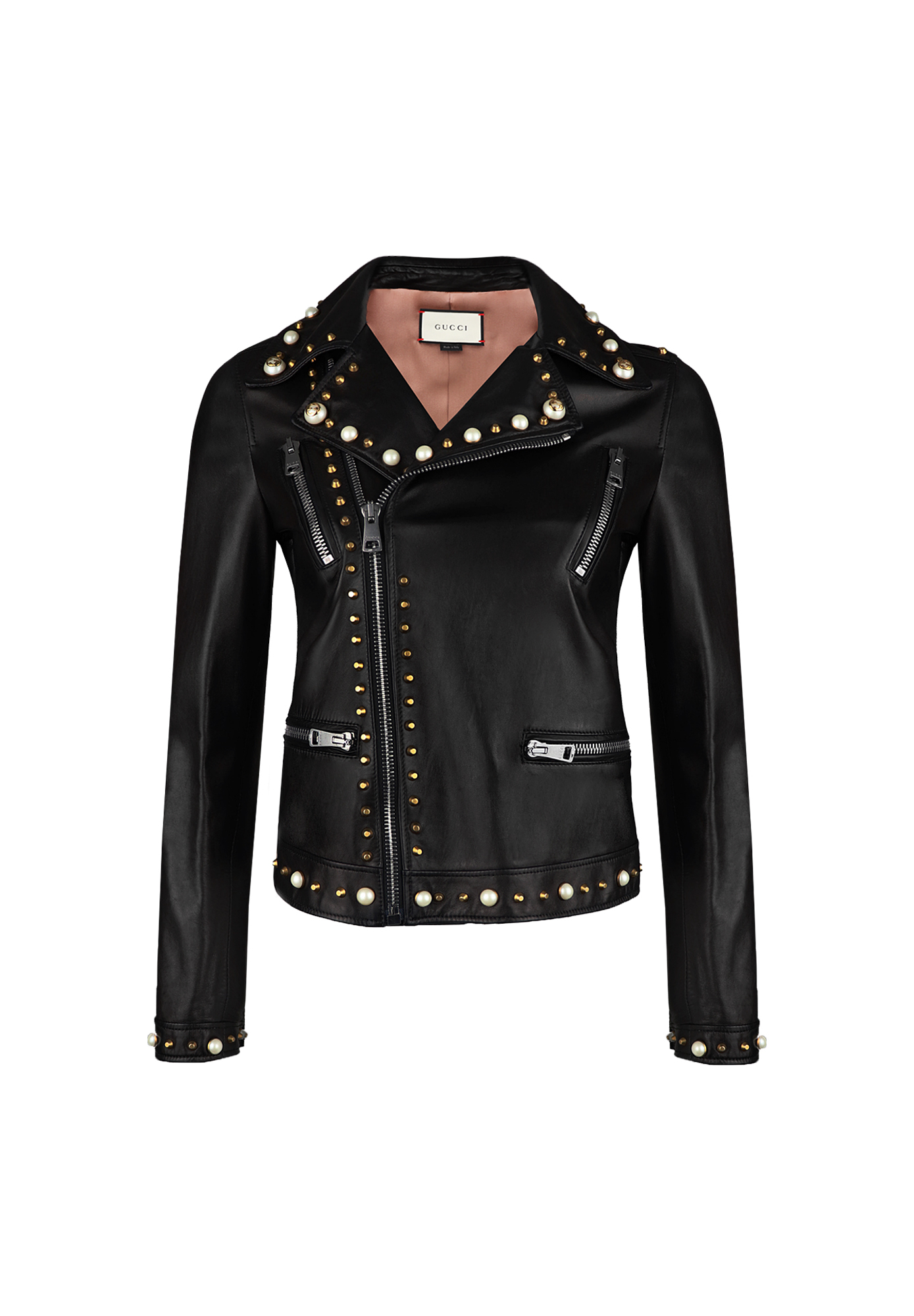 Черная кожаная куртка Gucci с заклепками