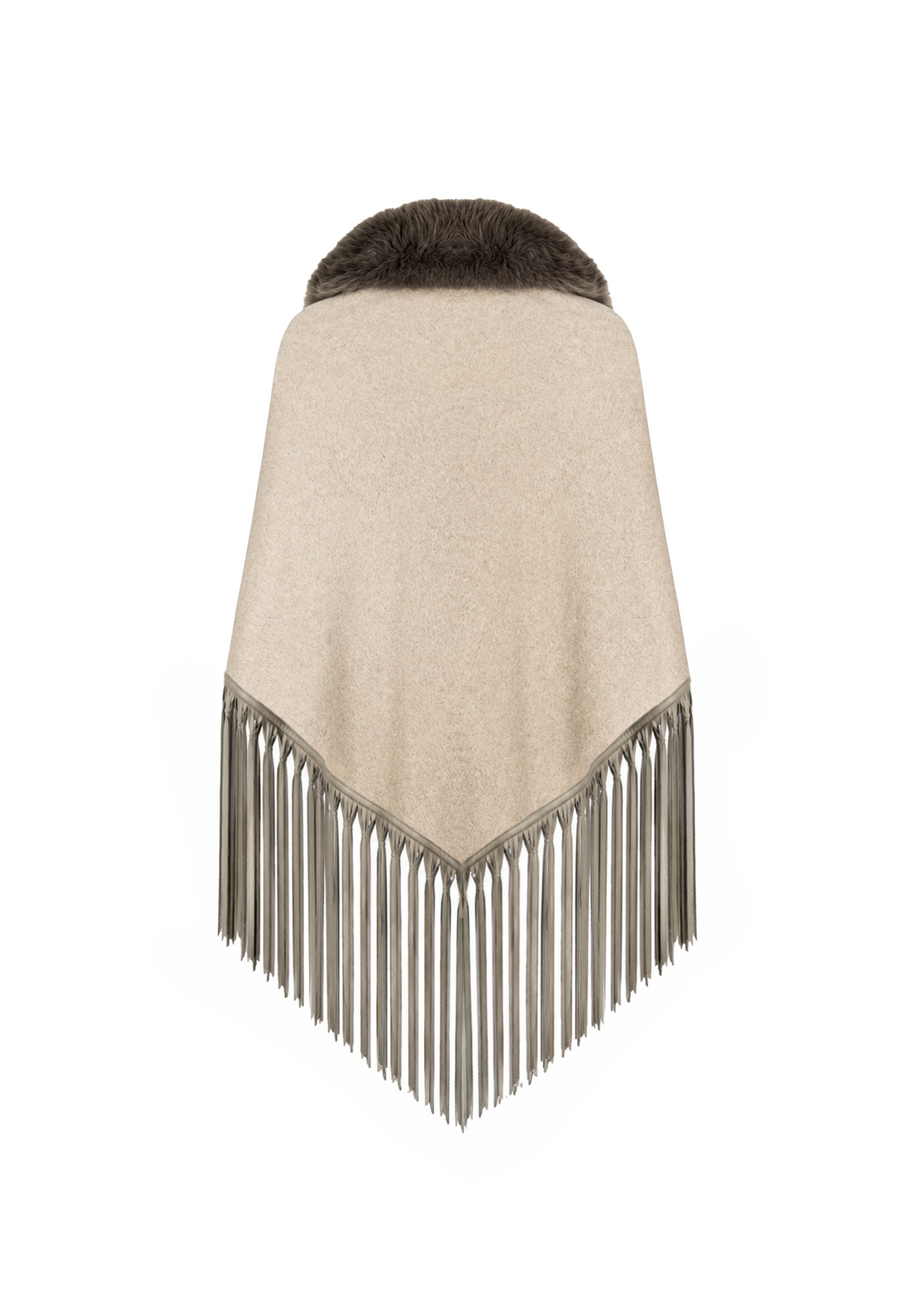 Кашемировая шаль Loro Piana с мехом и бахромой