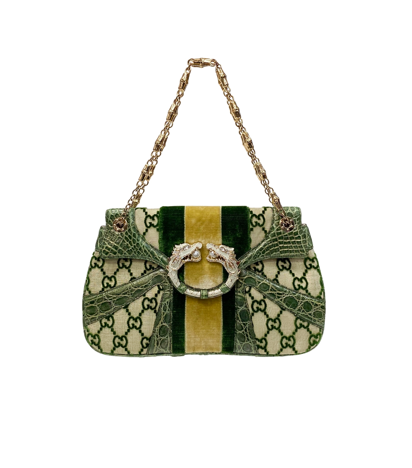 Бархатная сумка Gucci с монограммой