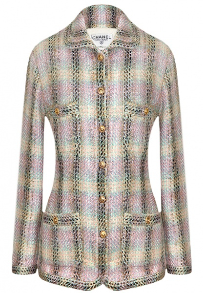 Нежно-пастельный твидовый жакет Chanel