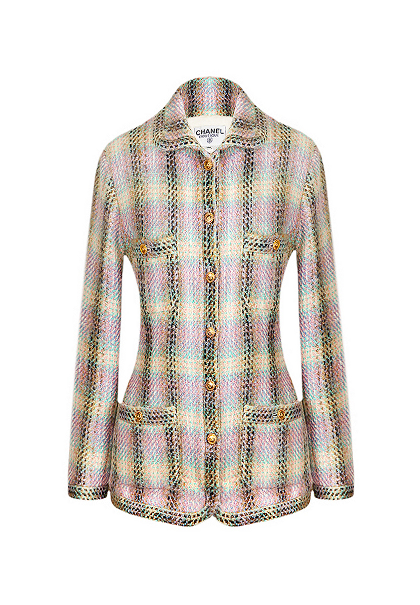 Нежно-пастельный твидовый жакет Chanel
