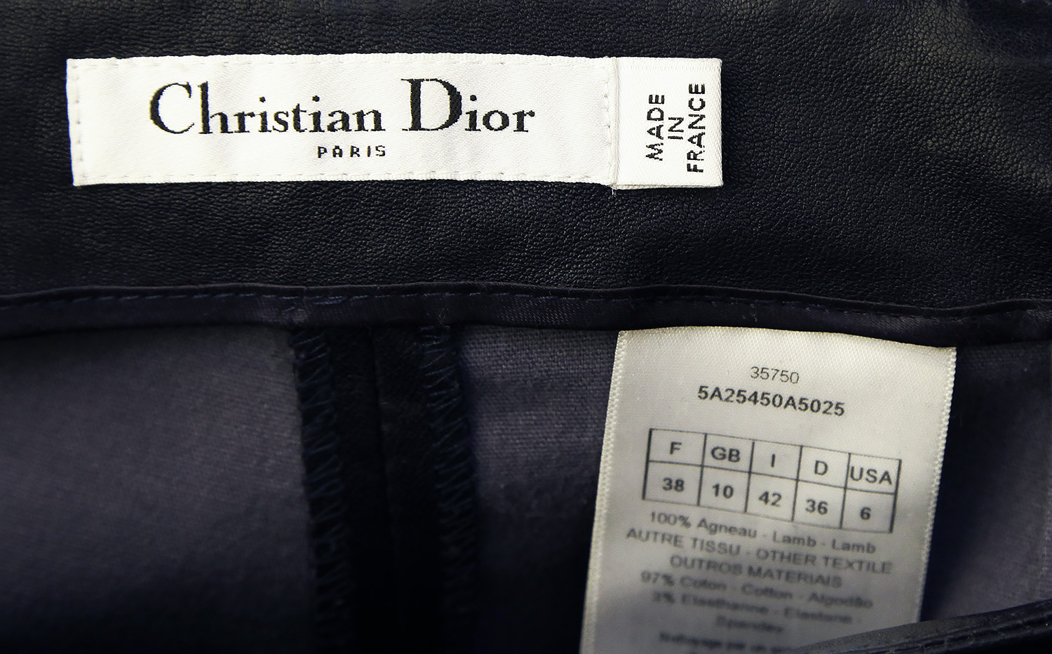 Тёмно-синие кожаные брюки Christian Dior