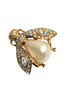 Брошь-муха Christian Dior с жемчужиной и кристаллами