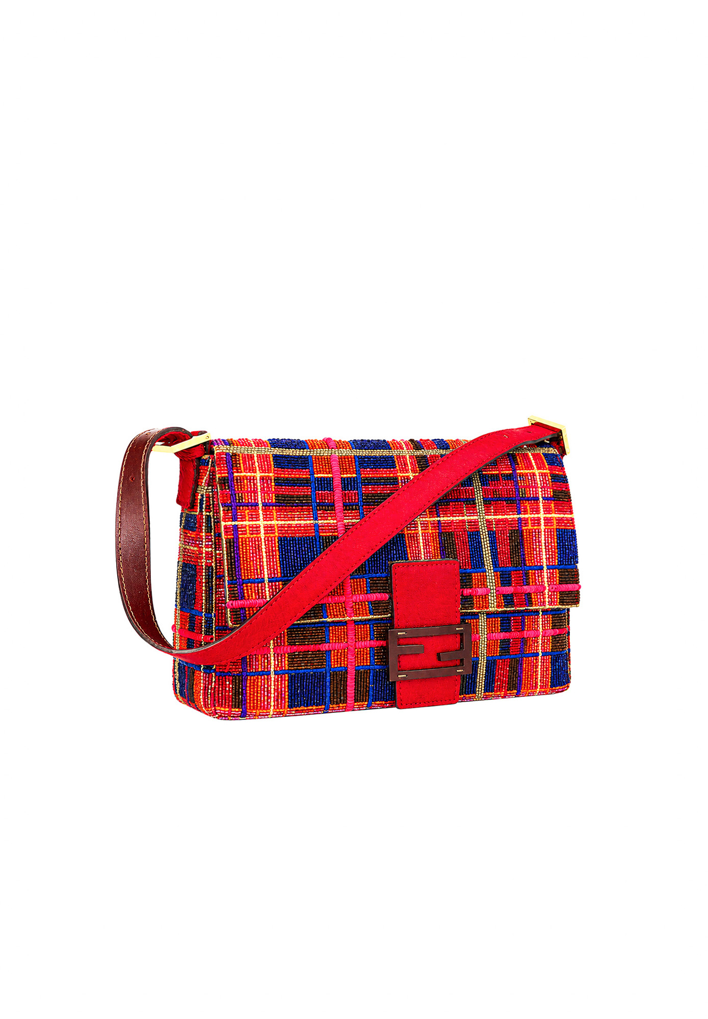 Бисерная сумка Fendi Baguette в клетку