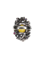 Кольцо с янтарем и кристаллами