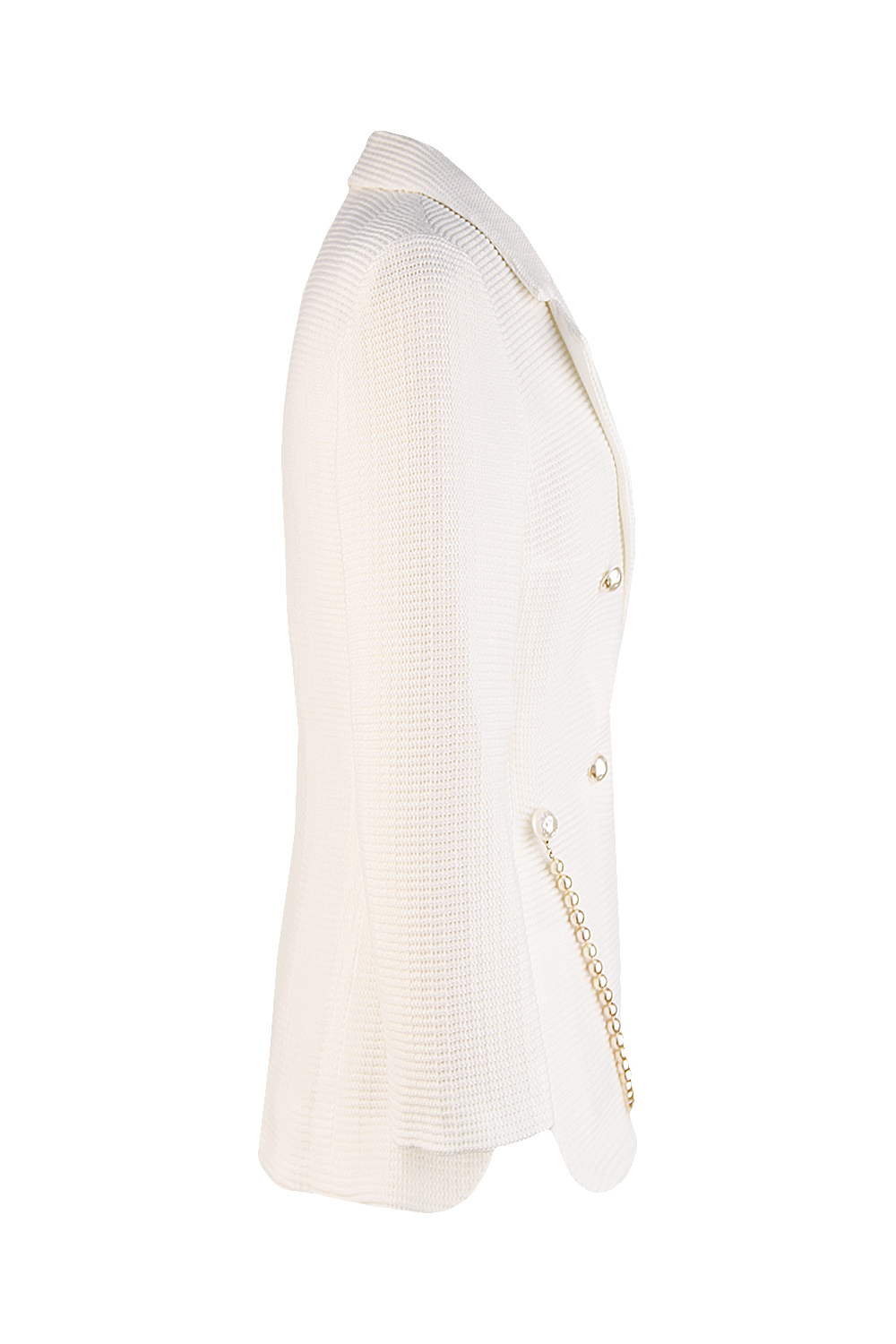 Белый жакет Chanel с жемчужной нитью