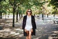 Темно-фиолетовое твидовое пальто Chanel