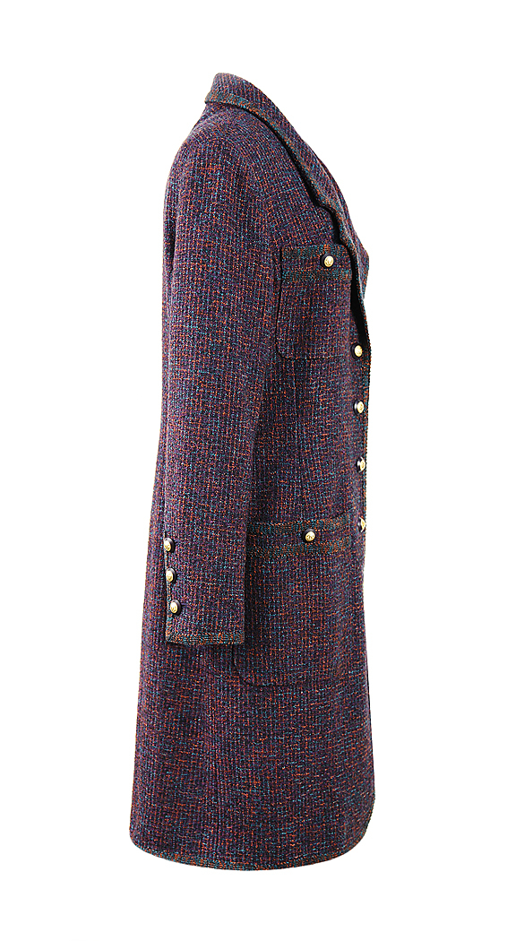 Темно-фиолетовое твидовое пальто Chanel