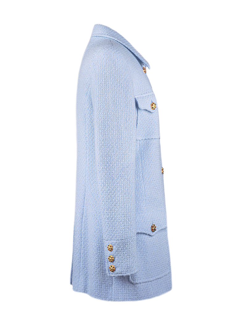 Нежно-голубой твидовый жакет Chanel