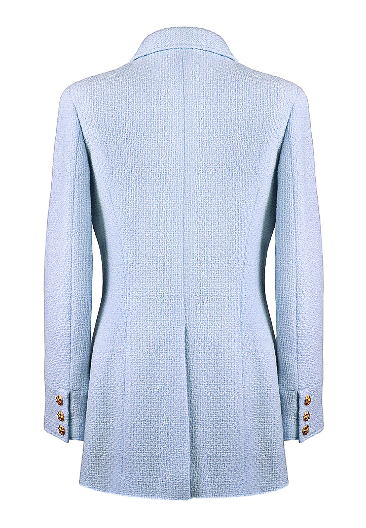 Нежно-голубой твидовый жакет Chanel