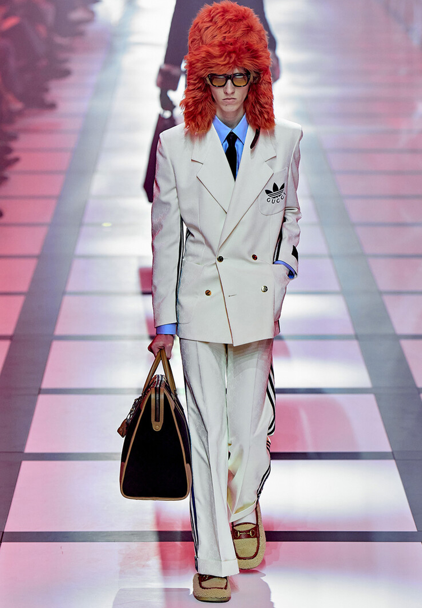 Белые брюки Gucci x Adidas 