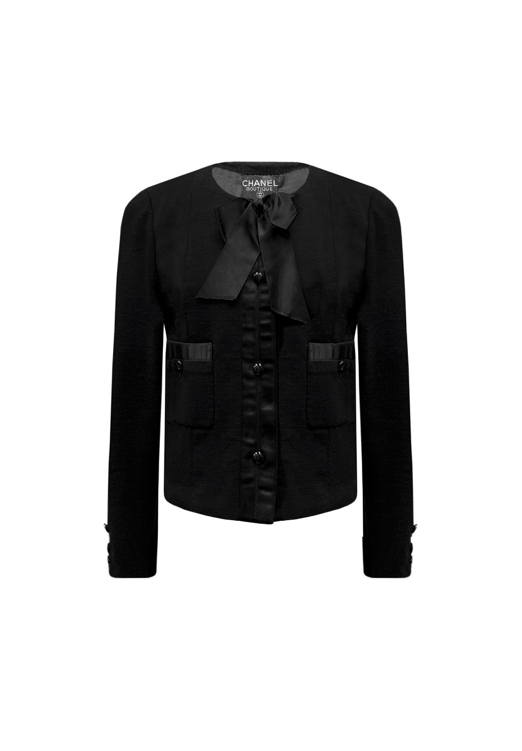 Чёрный жакет Chanel с бантом