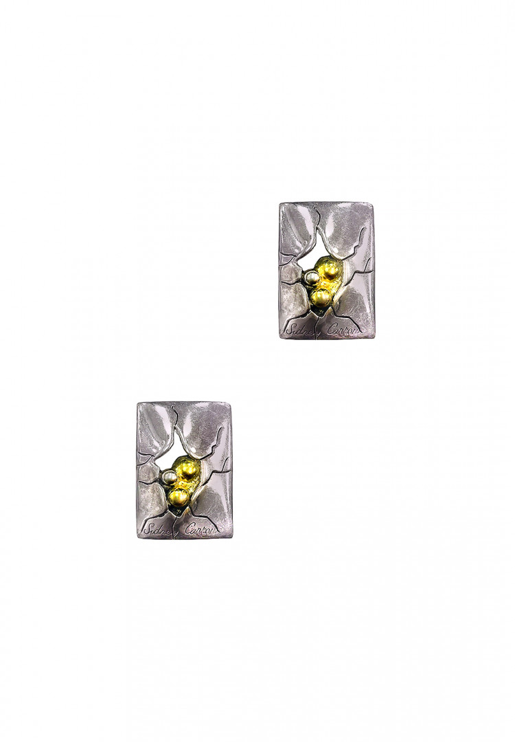 Boucles D'oreilles Vintage Clips SIDNEY CARRON - Couleur Argenté, Occasion