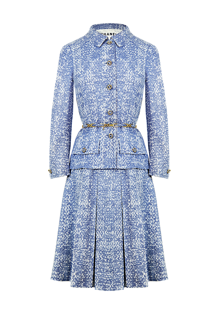 Кутюрный серо-голубой комплект Chanel