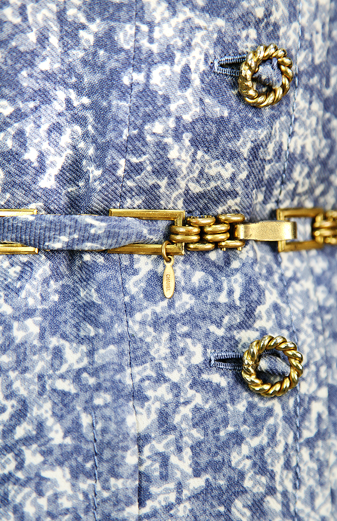 Кутюрный серо-голубой комплект Chanel