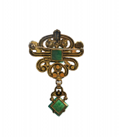 Массивная брошь с подвеской Hollycraft Sterling