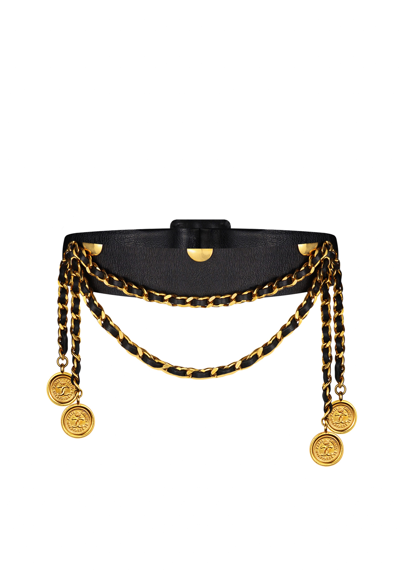 Кожаный пояс Chanel с подвесками