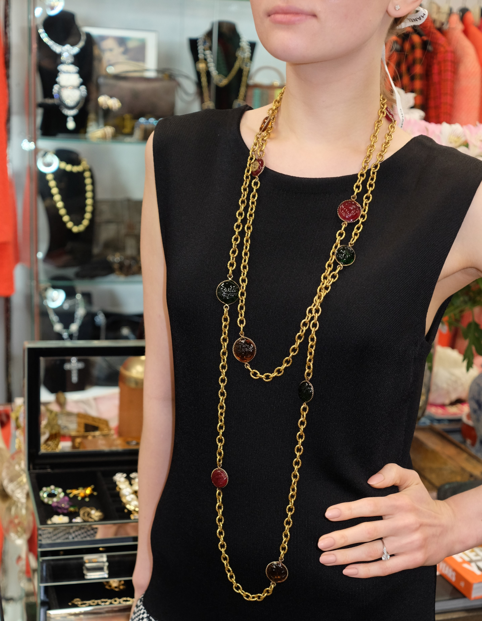 Колье-цепь Chanel с кристаллами Gripoix