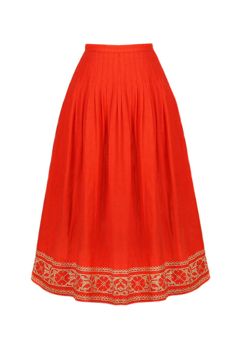 Красная юбка Yves Saint Laurent с вышивкой