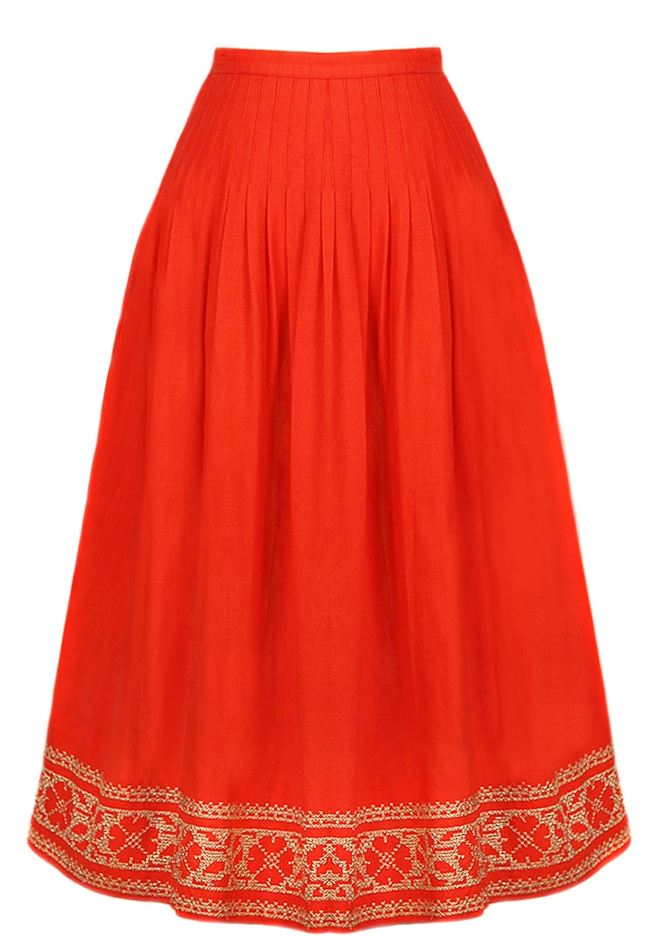 Красная юбка Yves Saint Laurent с вышивкой