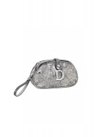Серебристая сумка Christian Dior Floral Beaded Wristlet