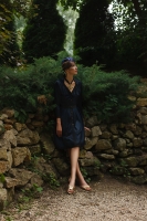 Темно-синее шелковое платье Chanel