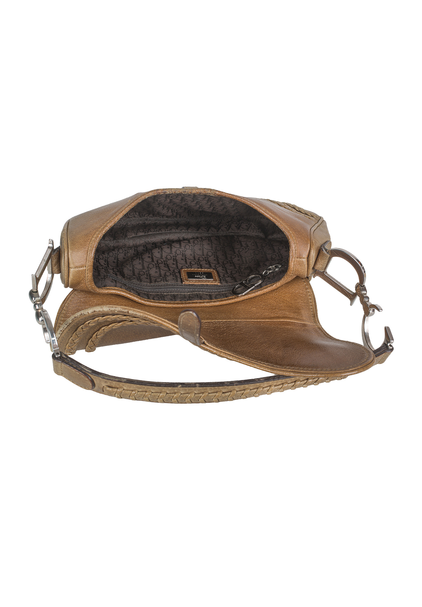 Коричневая кожаная сумка Christian Dior Saddle 