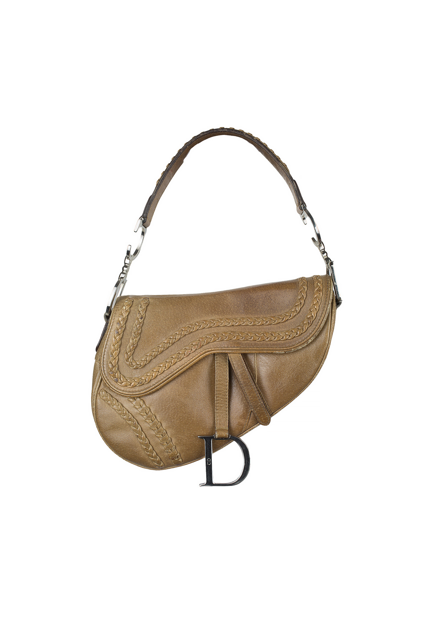 Коричневая кожаная сумка Christian Dior Saddle 