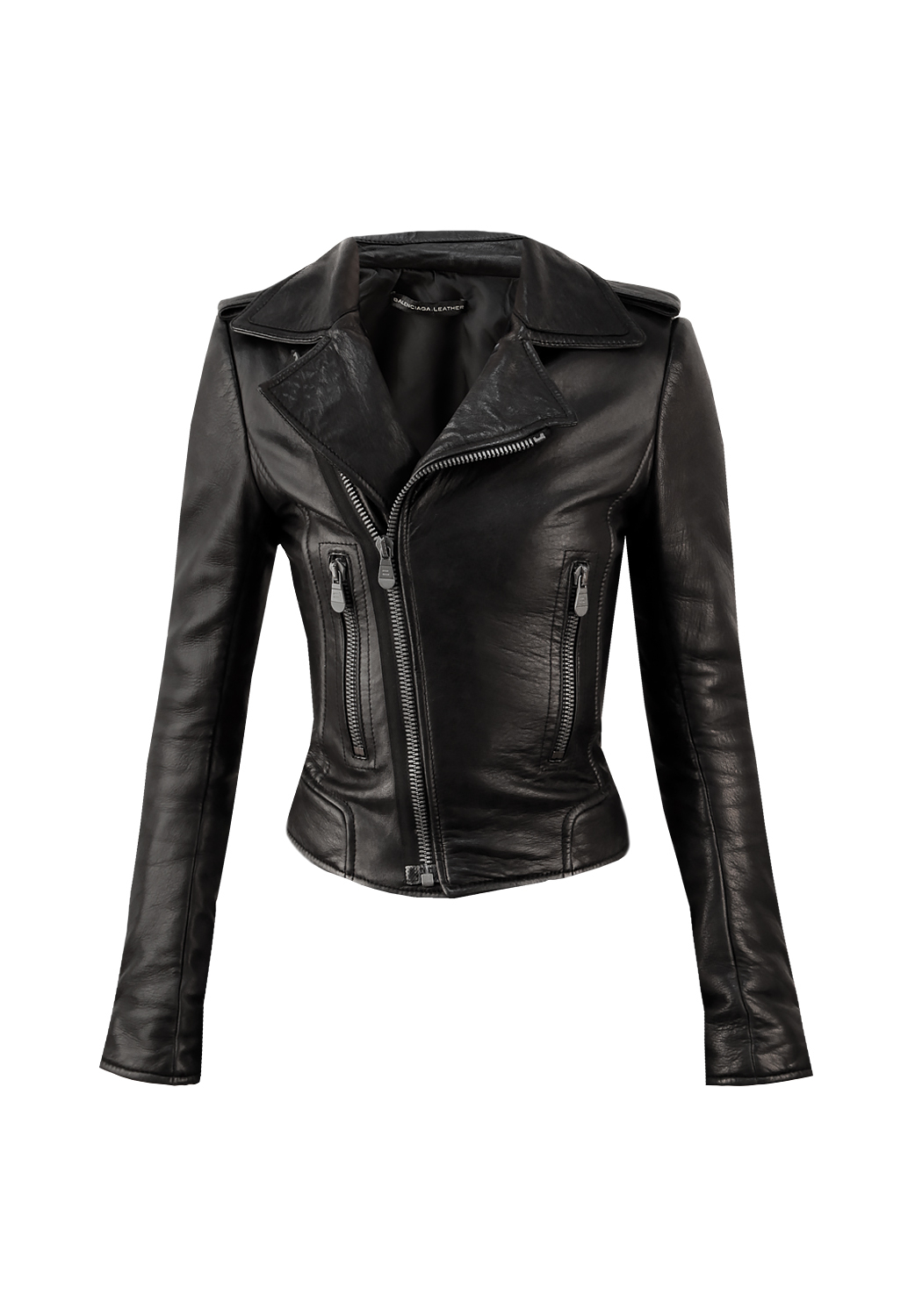 Чёрная кожаная куртка Balenciaga