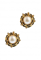 Винтажные клипсы Chanel с перламутром и кристаллами